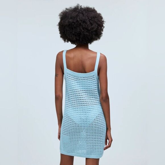 Madewell Crochet Cutaway Cover-Up Midi Dress Size XXS in Blue Heron NWT - Picture 4 of 8